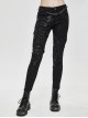 Punk Style Elastic Twill Side Three Dimensional Stripe Layer Side Tie Black Old-Fashioned Daily Slim Pants