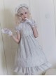 Annie'S Dreamland Series Fairy Tale Style Pleated Technology Cotton Doll Collar Sweet Lolita Puff Sleeves Dress Hairband Set