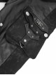 Punk Style Asymmetric Twill Glued Patchwork Hand-Brushed Leather Fabric Side Accordion Pockets Decorated With Black Rivet Pants