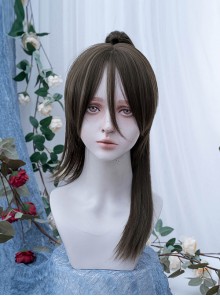 Chinese Style Brown Hanfu Retro Hair Clip High Ponytail Quadratic Element Broken Bangs Ouji Fashion Short Wig