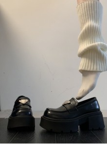 British Style Thick Heel Black Sweet Cool Versatile College Style Loafers School Lolita JK Uniform Shoes