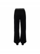 Gothic Style Stretch Velvet Fabric Slit In The Center Front Lace Trim Mesh Patchwork Black Appliqué Pants