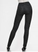 Gothic Style Tight Stretch Knit Fabric Front Center Cross Straps Decorated With Black Rivet Pattern Pants