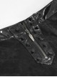 Punk Style Shiny Patent Leather Splicing Elastic Irregular Dark Pattern Knitted Fabric Front Zipper Rivet Decoration Black Bottoming Leather Pants