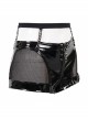 Punk Style Elastic Patent Leather Fabric Splicing Hollow Mesh Crotch Bottom Zipper Open Black Sexy Shorts