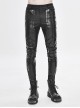 Punk Style Personalized Bright Leather Mecha Stitching Slim Stretch Fabric Black Printed Pants