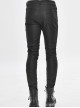 Punk Style Personalized Bright Leather Mecha Stitching Slim Stretch Fabric Black Printed Pants