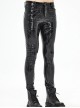 Punk Style Exaggerated Stretch Glazed Leather With Matte Printed Black Leather Pants