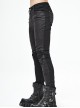 Punk Style Elastic Twill Stitching Contrast Color Rubber Knee Asymmetric Tie Rope Design Black Fake Two Piece Pants