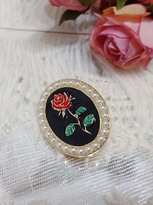 French Rose Series French Style Elegant Retro Metallic Flowers Classic Lolita Filigree Pearl Brooch