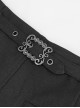 Gothic Style Simple Twill Suit Fabric Side Lace Webbing Front Center Zipper Decoration Black Daily Slim Pants