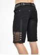 Punk Style Elastic Twill Side Stitching Mesh D Type Rivet Men's Black Daily Shorts