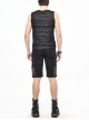 Punk Style Elastic Twill Side Stitching Mesh D Type Rivet Men's Black Daily Shorts