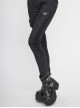 Punk Style Twill Mechanical Circuit Print Fabric Side Buckle Decoration Black Everyday Skinny Pants