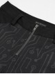 Punk Style Twill Mechanical Circuit Print Fabric Side Buckle Decoration Black Everyday Skinny Pants