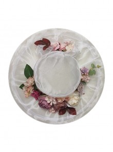French Rose Series Elegant Pastoral Style Gorgeous Vintage Handmade Floral Yarn Bowler Hat