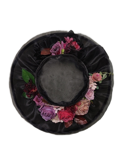 French Rose Series Elegant Pastoral Style Gorgeous Vintage Handmade Floral Yarn Bowler Hat