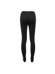 Gothic Style Mesh Patchwork Stretch Knit Calf Devil Horn Print Pattern Decoration Black Daily Leggings