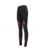 Gothic Style Simple Stretch Knit Fabric Leg Red Lace Lace Up Print Pattern Black Daily Leggings