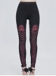 Gothic Style Simple Stretch Knit Fabric Leg Red Lace Lace Up Print Pattern Black Daily Leggings