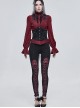 Gothic Style Simple Stretch Knit Fabric Leg Red Lace Lace Up Print Pattern Black Daily Leggings