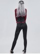 Gothic Style Simple Stretch Knit Fabric Leg Red Lace Lace Up Print Pattern Black Daily Leggings