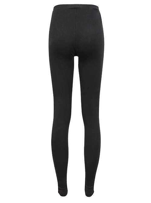 Gothic Style Asymmetric Stretch Knit Spider Web Pattern Holes On The Right Side And Adjustable Hollow Elastic Band Black And Gray Daily Leggings