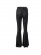 Gothic Style Sexy Vertical Striped Velvet Fabric V-Shaped Lace Pattern In The Front Center With Cross Lace Decoration Black Flared Pants