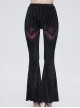 Gothic Style Sexy Vertical Striped Velvet Fabric V-Shaped Lace Pattern In The Front Center With Cross Lace Decoration Black Flared Pants