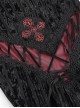 Gothic Style Sexy Vertical Striped Velvet Fabric V-Shaped Lace Pattern In The Front Center With Cross Lace Decoration Black Flared Pants