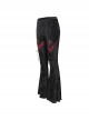 Gothic Style Sexy Vertical Striped Velvet Fabric V-Shaped Lace Pattern In The Front Center With Cross Lace Decoration Black Flared Pants