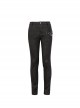 Punk Style Simple Cracked Rubber Side Metal Five Pointed Star Decoration Black Daily Slim Pants