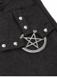 Punk Style Simple Cracked Rubber Side Metal Five Pointed Star Decoration Black Daily Slim Pants