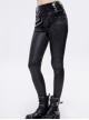 Gothic Style Irregular Star Flash Hexagonal Elastic Bright Leather Fabric Black Daily Reflective Leather Leggings