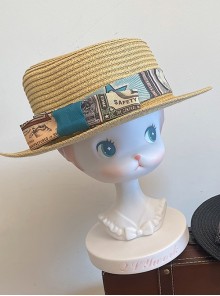 Antique Tags Series American Retro Pastoral Style Cute Ribbon Bowknot Sweet Lolita Woven Straw Hat