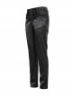 Gothic Style Glossy Pattern Fabric With False Waist Tie Design Black Men's Slim Pants