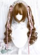 Dolls Convention Series Retro Golden Brown Dual Horsetail Long Curly Hair Cute Flat Bangs Sweet Lolita Wig