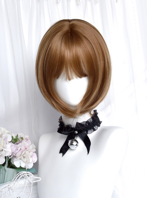 Dolls Convention Series Retro Golden Brown Dual Horsetail Long Curly Hair Cute Flat Bangs Sweet Lolita Wig