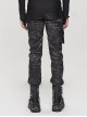 Punk Style Washed And Distressed Print Pattern Detachable Side Pockets Black Slim Fit Pants