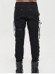 Punk Style Solid Color Knitted Side Asymmetric Eyelet Tie With Leg Loops Men's Black Pants