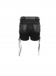 Punk Style Twill Print Waist Fart Weave Side Hollow Tie Black Shorts