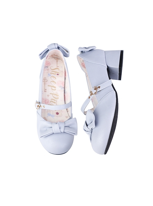 So Elegant Series Doll Sense Bowknot Sweet Lolita Round Toe Cute Daily Versatile Mid Heel Mary Jane Shoes