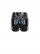 Punk Style Sexy Shiny Leather Fabric With Metal Chain Five Pointed Star Pendant Decoration Black Stretch Shorts