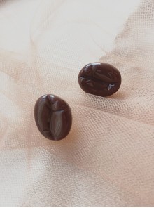 Little Snacks Series Sweet Cute Kawaii Fashion Simulated Plastic Coffee Beans Creative Cartoon Earrings