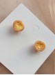 Little Snacks Series Cute Yellow Kawaii Fashion Simulated Resin Egg Tarts Childlike Creative Cartoon Earrings