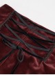 Punk Style High Grade Velvet Fabric Metal Zipper In The Front With Exquisite Applique Chain Decoration Red High Waisted Shorts