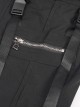 Punk Style Fine Twill Front Center Tie Metal Buckle Decoration Men's Black Two Wear Pants