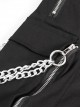 Punk Style Two Wear Wear Front Center Skull Metal Chain Decoration Men's Black Pants