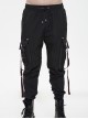 Punk Style Simple Restrained Leg Opening Side Pocket Decoration Black Drawstring Men's Trousers