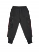 Punk Style Simple Restrained Leg Opening Side Pocket Decoration Black Drawstring Men's Trousers